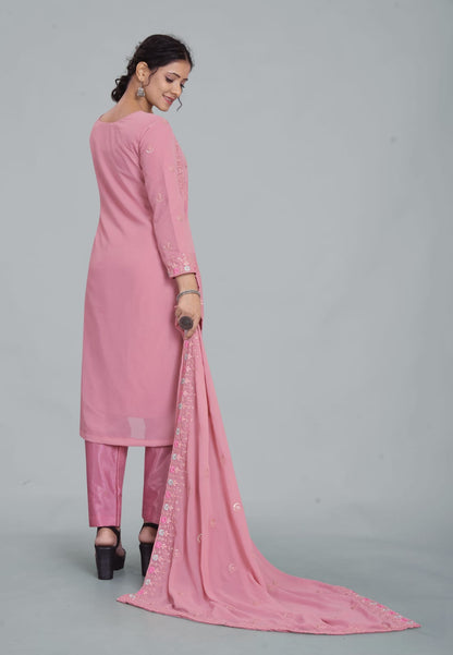 Light Pink Designer Embroidery Suit For Women