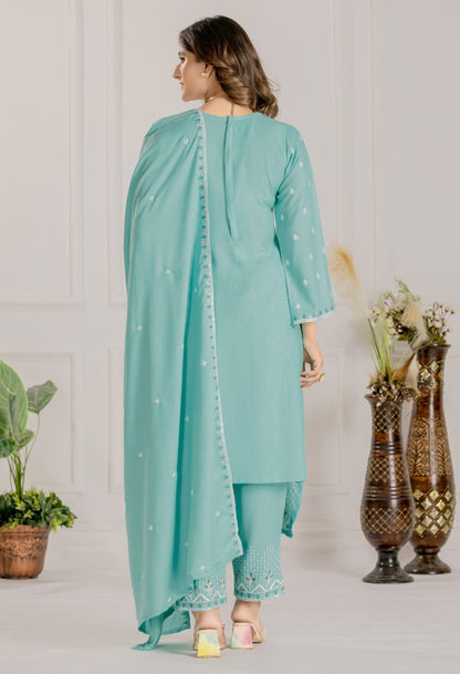 Firozi Designer Embroidery Suit For Women
