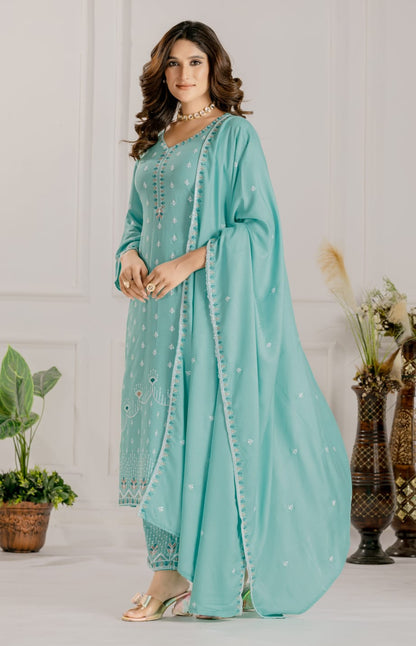 Firozi Designer Embroidery Suit For Women