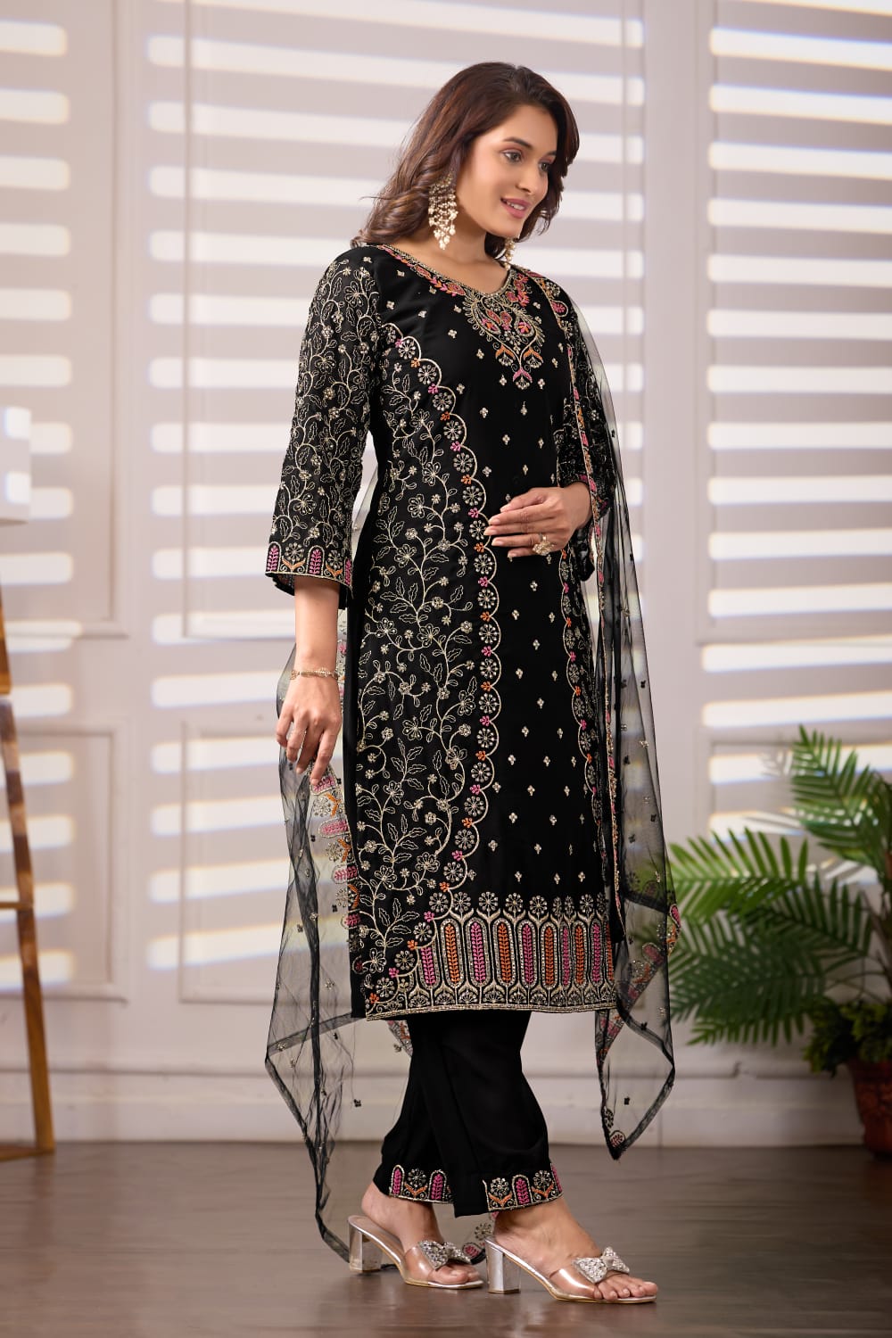 Premium and elegant designer black stylish suit for women