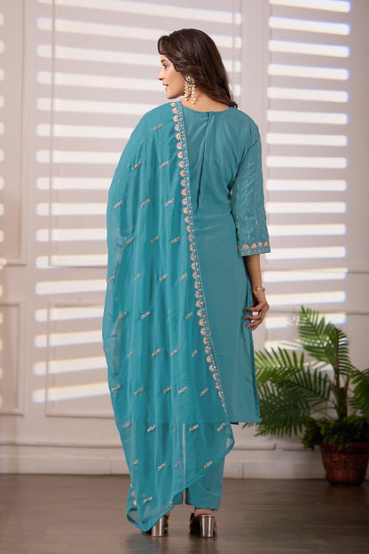 Classic Designer Sky Blue suit for Women