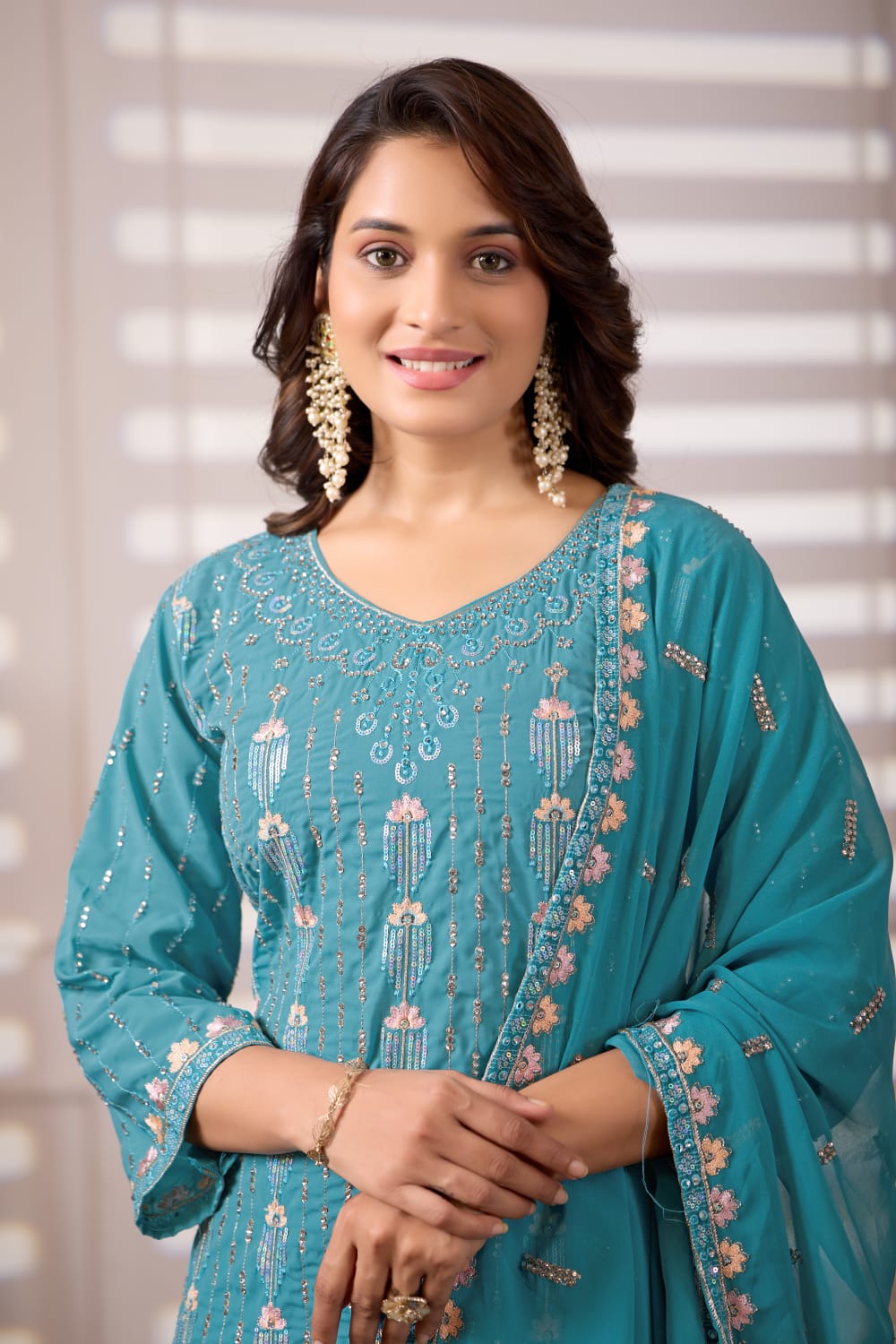Classic Designer Sky Blue suit for Women