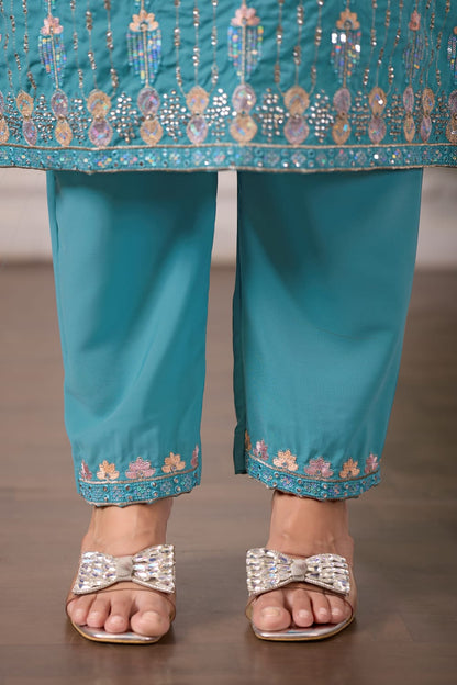 Classic Designer Sky Blue suit for Women