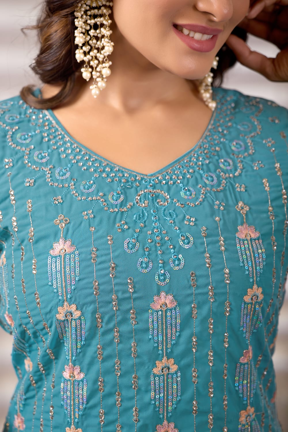 Classic Designer Sky Blue suit for Women