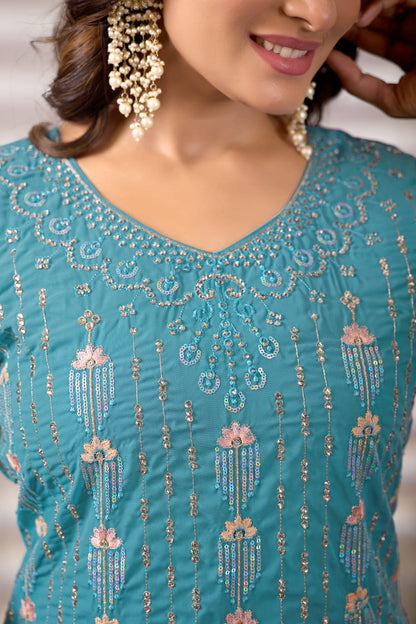 Classic Designer Sky Blue suit for Women